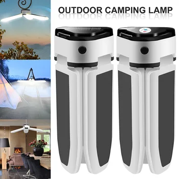60 светодиодов, Солнечный фонарь, аварийное освещение, Уличный светильник для палатки в виде трилистника, мобильное питание для зарядки, USB Перезаряжаемый фонарь для кемпинга