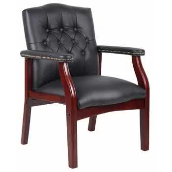 Традиционное Офисное кресло для гостей из искусственной кожи черного цвета