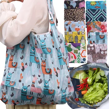 Складная сумка для покупок, многоразовая сумка для покупок, экологичная, с принтом милых животных и растений, портативная сумка для покупок в супермаркете