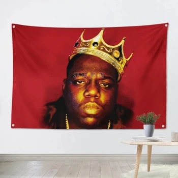 The Notorious B.I.G Большой Рок Флаг Баннеры с четырьмя отверстиями Настенная картина Спальня Студия Вечеринка Музыкальный фестиваль Фоновый декор