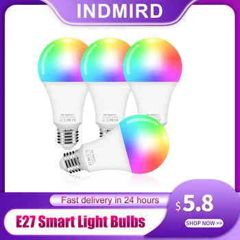 Умная светодиодная лампа E27, 10 Вт Wi-Fi, изменяющая цвет светодиодная лампа RGB, 16 миллионов цветов, управление приложением, лампа с регулируемой яркостью