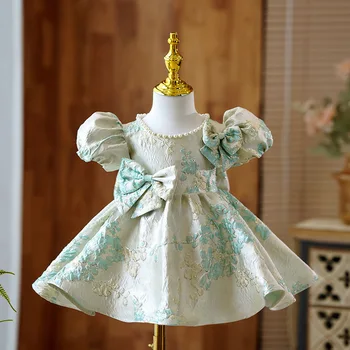 Платье Для Крещения маленьких Девочек, Вечернее Платье Принцессы на День рождения 1-го года, Платье Для Маленьких Девочек с Цветочной Вышивкой, Платье Для Крещения