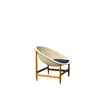 Новейший дизайнерский садовый стул из полиэтиленового ротанга с деревянной основой для уличной мебели