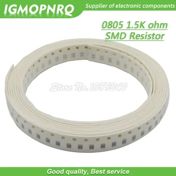 300шт 0805 SMD резистор 1,5 K Ом Чип-резистор 1/8 Вт 1,5 K 1K5 Ом 0805-1,5 K