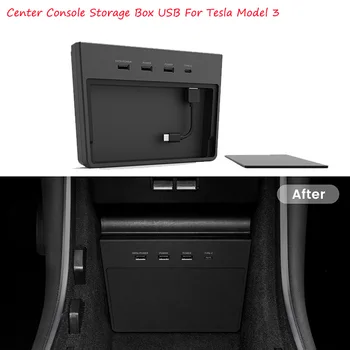 Автомобильный SSD-накопитель для Хранения Дисков, Аксессуары для Центральной Консоли, Беспроводная Зарядная Панель, Разъем Type-C Для Tesla Model 3, USB-концентратор, 5 Портов