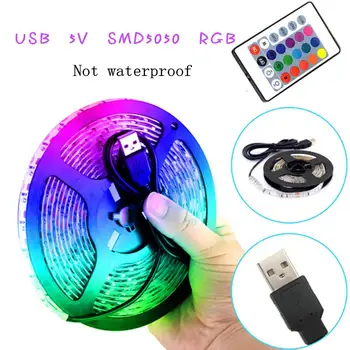 Мягкий USB 5 В, 7 Цветов, Сменный Гирляндный светильник с пультом дистанционного управления для ТВ, Фоновый декор, Световая полоса
