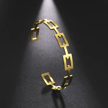 Skyrim Золотого цвета, геометрические браслеты-цепочки, женский регулируемый браслет-манжета из нержавеющей Стали, модные украшения, подарок на День Святого Валентина
