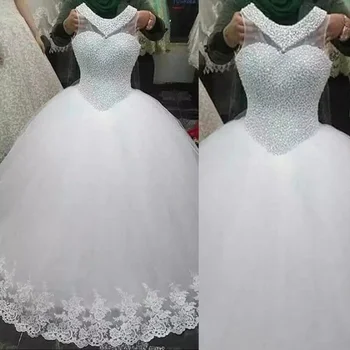 2023, Свадебное платье для женщин, Роскошные Свадебные платья с кружевными аппликациями из бисера, без рукавов, vestidos para mujer robe de mariée