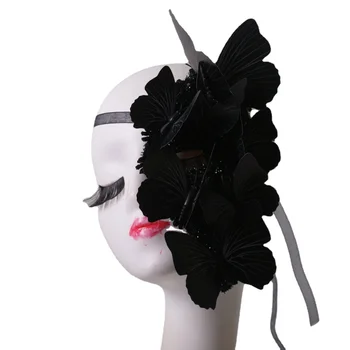 Индивидуальная декоративная маска в виде шара с бабочкой на половину лица, аксессуары для пирога на Хэллоуин, маска на половину лица