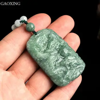 100% натуральный бирманский нефрит ручной работы Гуань Гун, зеленый нефритовый кулон, нефритовое ожерелье, подвеска для мужчин и женщин, ювелирные изделия из нефрита