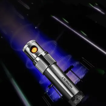 Ручка Типа USB Зарядная Катушка Вольфрамовая Проволока Электрическая Зажигалка Портативная Для Переноски Ветрозащитный Металлический Зажигатель С Подсветкой Специальный Подарок для Мужчин