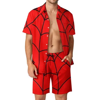 Классический Мужской пляжный костюм с веб-головкой, графический Винтажный костюм из 2 предметов, одежда высшего качества, Размер США