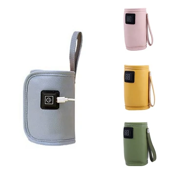 USB-подогреватель для молока и воды, Прогулочная коляска, Изолированная сумка, Подогреватель бутылочек для кормления ребенка, Безопасный для зимы на открытом воздухе -Серый