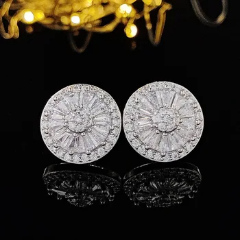 Серьги-гвоздики из стерлингового серебра 925 пробы с бриллиантами, квадратные ювелирные изделия из тонкого камня для женщин, вечеринка, свадьба