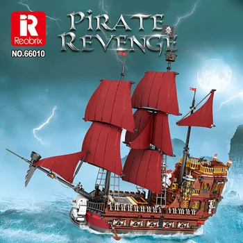 Креативные идеи для киноигр 66010 MOC Пиратский корабль Queen Revenge-модель парусника, строительные блоки, Кирпичные игрушки, 3066 шт., Детский подарочный набор