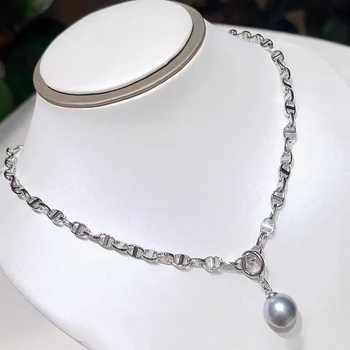 MeiBaPJ 10,5-11 мм, Рисовый пресноводный Жемчуг, Модное ожерелье с подвеской из стерлингового серебра 925 пробы, изысканные свадебные украшения для женщин