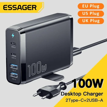 Essager 100 Вт Настольное Зарядное устройство GaN USB C PD Станция Быстрой Зарядки QC 4,0 3,0 Type C Быстрая Зарядка Для iPhone Samsung XiaoMi MacBook