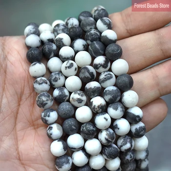 Матовые черно-белые бусины из Яшмы Зебры, браслет-ожерелье 