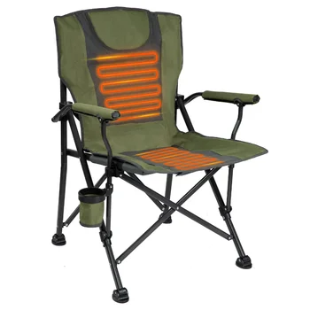 Роскошный портативный походный стул с подогревом -зеленый/серый -Отлично подходит для кемпинга, занятий спортом и пляжа пляжный стул на открытом воздухе
