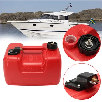 12Л Лодка яхтенный двигатель Морской подвесной топливный бак Масляный ящик Портативный с разъемом Красный пластик Антистатический коррозионностойкий