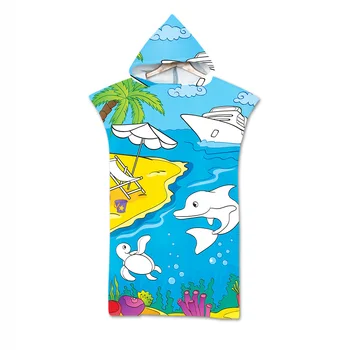 Новые пляжные полотенца для бассейна с принтом, Халат для переодевания из микрофибры, Халат С капюшоном, Пончо для серфинга, Полотенце, Пляжная одежда