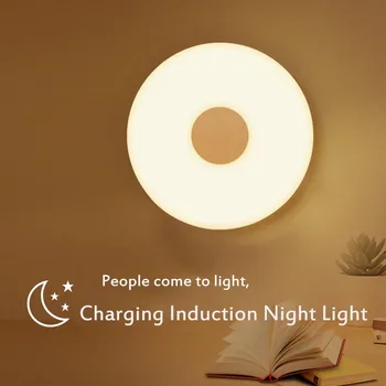 Светодиодный ночник с датчиком движения, светодиодная лампа, заряжаемая от USB, беспроводная энергосберегающая светодиодная лампа для индукции тела, Бесплатная доставка
