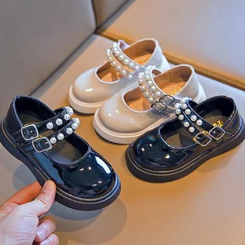 Принцесса Жемчуг, Милая Весенняя кожаная обувь в корейском стиле, Британская униформа, обувь для студентов, детская мода, Мэри Джейн, искусственная кожа на плоской подошве
