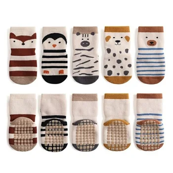 Толстые детские носки, Детские противоскользящие носки, Осень-зима, теплые носки для новорожденных, носки с резиновой подошвой для малышей