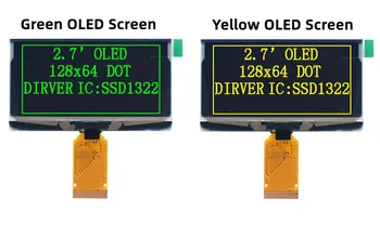 IPS 2,7-дюймовый 30PIN SPI Желтый/Зеленый PM OLED-экран SSD1322 Drive IC 8-битный Параллельный интерфейс 16 Серых Шкал128*64