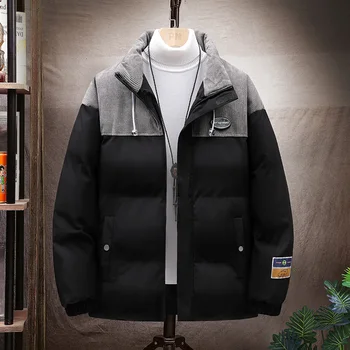 Зимнее пальто Parker, мужское модное пальто со стоячим воротником, утепленная теплая ветрозащитная куртка, Свободное хлопковое пальто большого размера, мужское