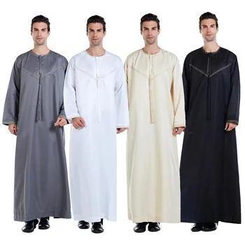 Мужская Одежда 2021 Мода Мусульманская Абайя Рамадан Джилбаб Химар Арабское Платье Мужская Турецкая Одежда Кафтан Марокканский Хиджаб Длинный Халат