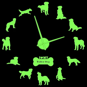 Новозеландский Утиный Звон, Собака-Ретривер, Настенные Часы, Светящиеся в Темноте Для Спальни, Современный Дизайн, Светящиеся Гигантские Наклейки 