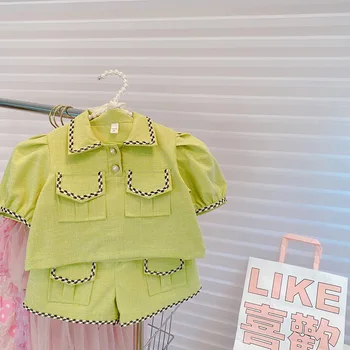 Комплект одежды Принцессы для девочек из 2 предметов, комплект одежды для младенцев, Детские Летние топы + шорты, костюм со штанами