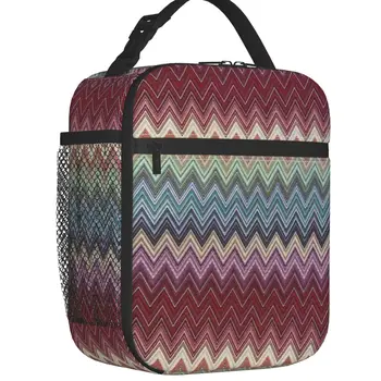 Абстрактная Геометрическая Домашняя Зигзагообразная Термоизолированная сумка для ланча в стиле Бохо, Камуфляжная Переносная сумка для ланча, Школьная Многофункциональная коробка для еды