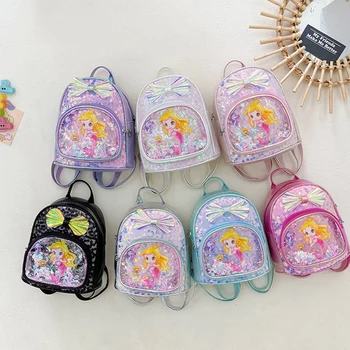 Рюкзак с лазерными блестками для детского сада, милая школьная сумка принцессы с блестками большой емкости, украшенная бантом, сумка для отдыха от 3 до 12 лет