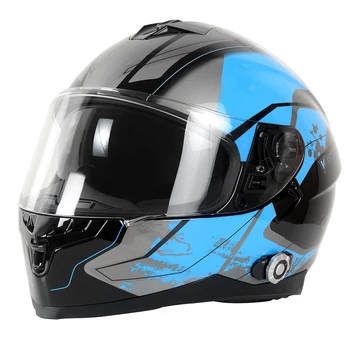Мотоциклетный шлем Blutooth с полным лицом, беспроводной шлем внутренней связи для группы 1000 м 6 гонщиков с поддержкой FM-радио