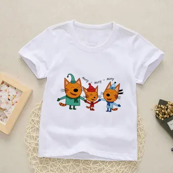 Новое поступление 2021 года, футболка для мальчиков, детская одежда с милым рисунком кота и мультфильма, летняя футболка kawaii для девочек, модная футболка для малышей, топы