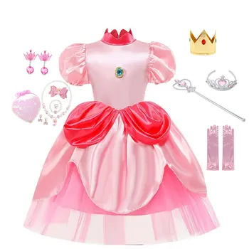 Новое платье принцессы для девочек, костюм принцессы персикового цвета, Милые розовые наряды, вечерние свадебные Карнавальные платья, Детская одежда для косплея