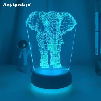 3D Слон Светодиодный Ночник Животное Настольная лампа с Дистанционным Управлением RGB Настольный Ночник Рождественский подарок Подруге Декор Спальни Детская игрушка