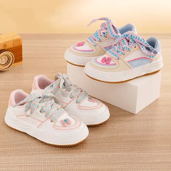 Повседневные кроссовки Huili 2023, Весенняя новая модная обувь Принцессы для девочек, Детская дышащая маленькая белая спортивная обувь