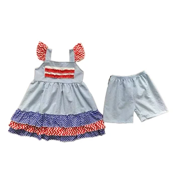 Новый комплект одежды для девочек Летняя туника без рукавов + брюки 2 шт., костюм для малышей, детская одежда