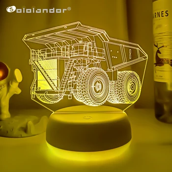 3D светодиодный ночник Динамическая строительная машина с 7 цветами света для украшения дома Лампа Потрясающая визуализация Оптическая