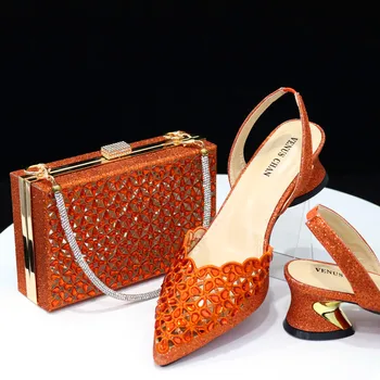 Doershow/ красивые стильные итальянские туфли с соответствующими сумками, комплект женской обуви и сумок в Африканском стиле Для выпускного Вечера, летние Сандалии HFG1-8