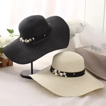 Горячие Соломенные шляпы из рафии с круглым верхом, с широкими полями, Летние Солнцезащитные шляпы для женщин, пляжные шляпы для отдыха, женские плоские шляпы Gorras