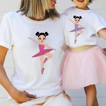 Новая Горячая футболка для девочек, Меланиновая Балетная Танцевальная футболка для девочек с графическим Принтом, Черная Волшебная футболка для девочек, Одежда Для Танцев, Футболка Для девочек, Детская одежда