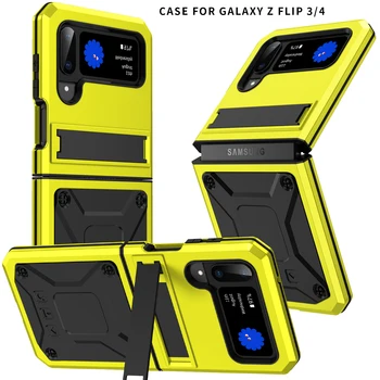 Принципиально для Samsung Galaxy Z Flip 4 5G 2022 Чехол-подставка для Samsung Z Flip 3 4 Flip4 Бронированный Металлический Корпус с Кронштейном-подставкой