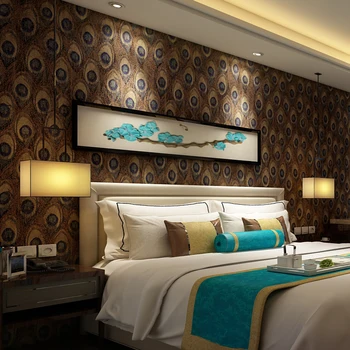 beibehang, обои из павлиньих перьев Юго-Восточной Азии, 3D-росписи, наклейки на стены, Свежий текстиль, нетканые обои для спальни, обои для стен