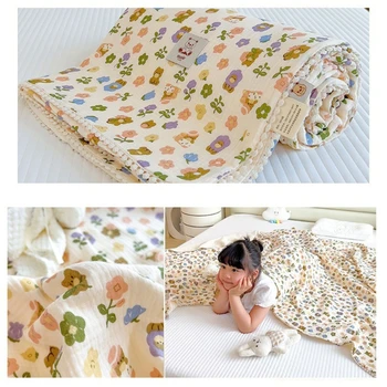 Детское одеяло 120x150 см для новорожденных и малышей, 4 слоя дышащих одеял, чехол для коляски, детские одеяла, подарок для душа A2UB
