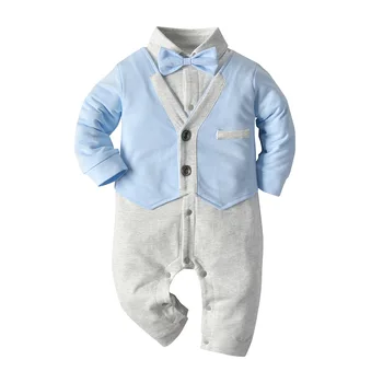 Одежда для младенцев, Официальный осенний комбинезон для мальчиков, Детский комбинезон, Хлопковый комбинезон с длинными рукавами, костюм, Одежда для новорожденных мальчиков, Поддельный жилет 24 м