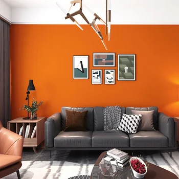 Оранжевые обои оранжево-красный оранжевый красно-оранжевый желтый гостиная спальня современные простые однотонные однотонные обои